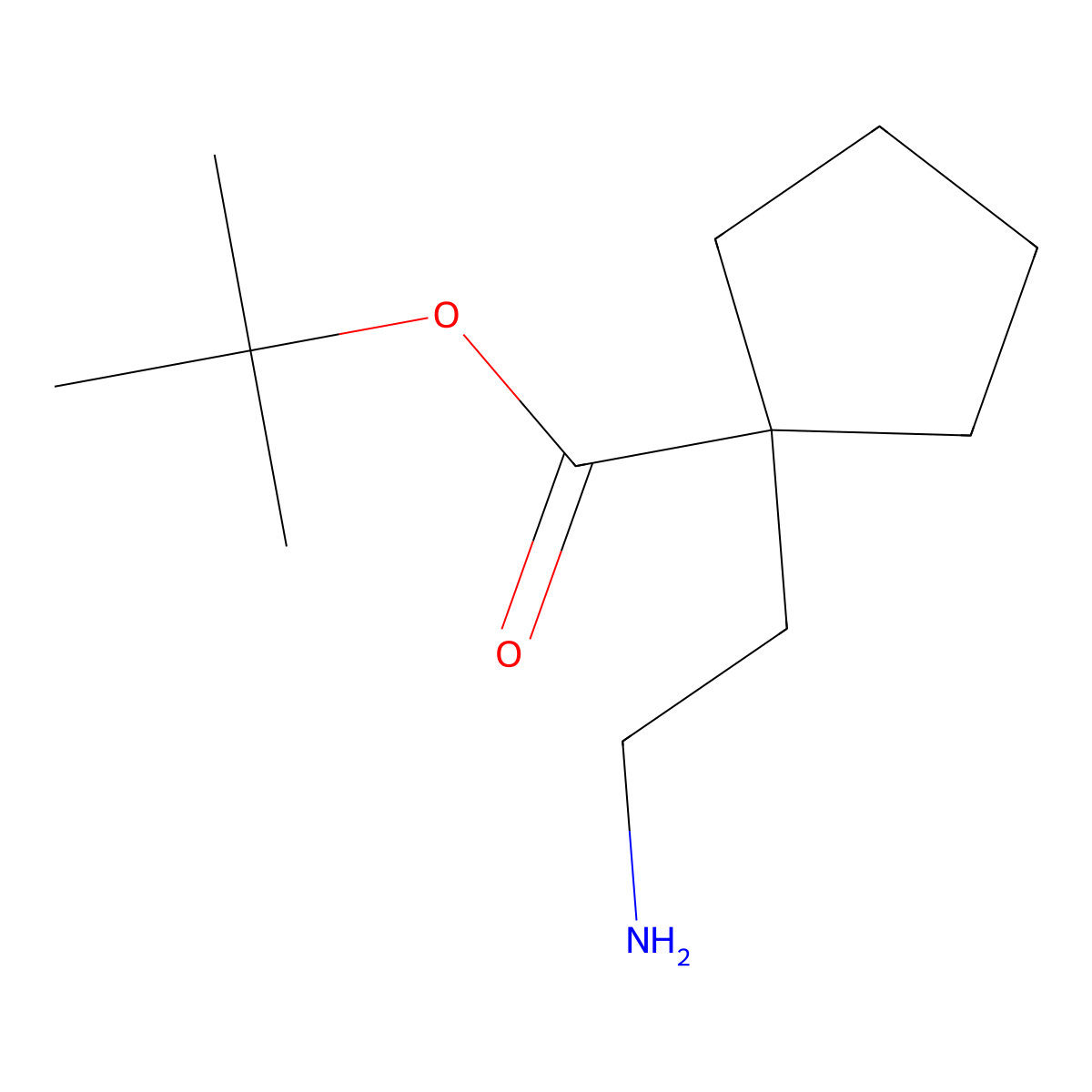 Tert-butyl 1-(2-aminoethyl)cyclopentane-1-carboxylate molecular structure, CAS 2764021-96-5