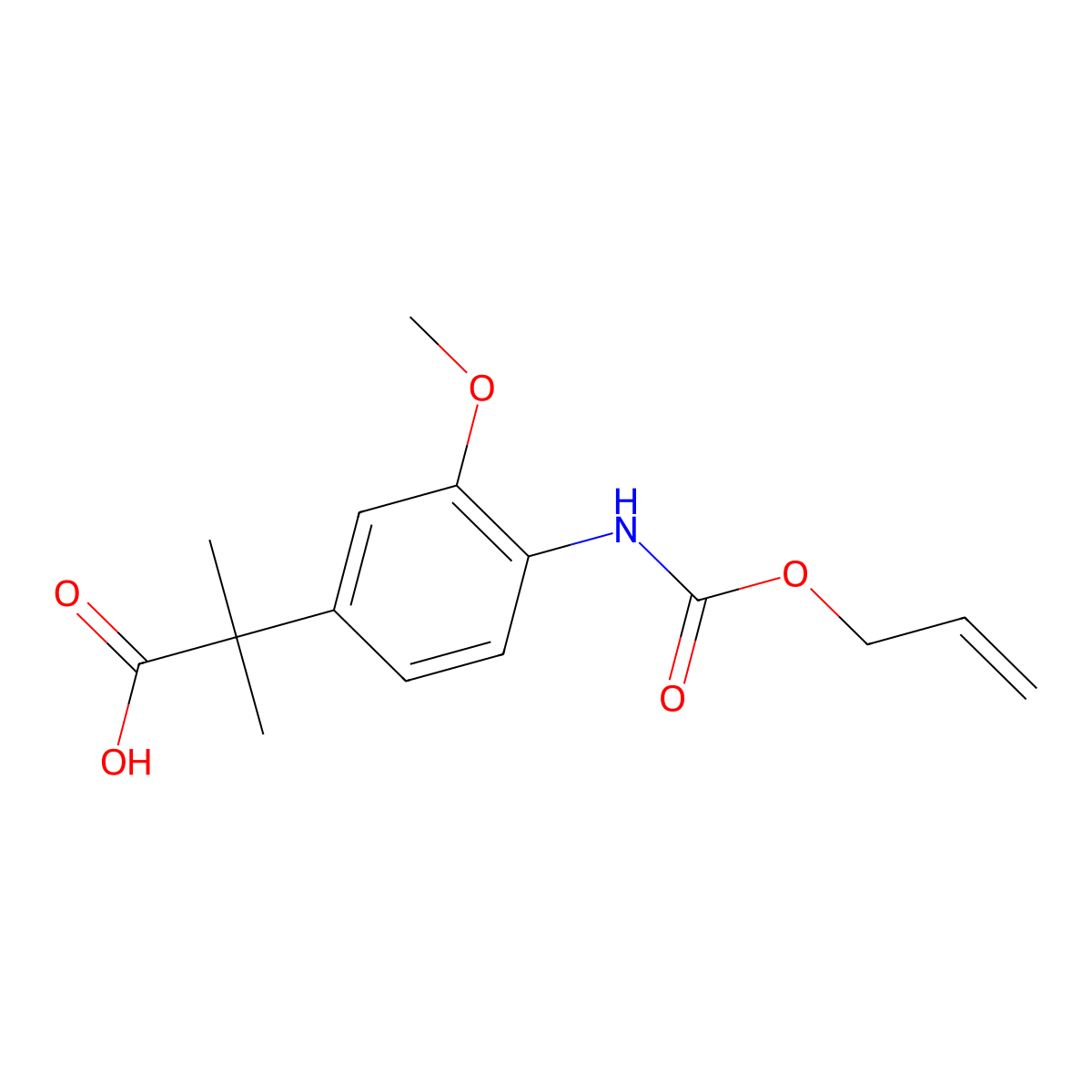 2-(3-Methoxy-4-{[(prop-2-en-1-yloxy)carbonyl]amino}phenyl)-2-methylpropanoic acid molecular structure, CAS 2764022-06-0