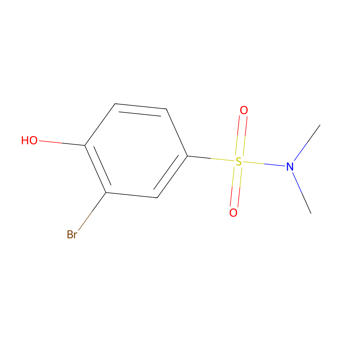 3-bromo-4-hydroxy-N,N-dimethylbenzene-1-sulfonamide molecular structure, CAS 2764022-08-2