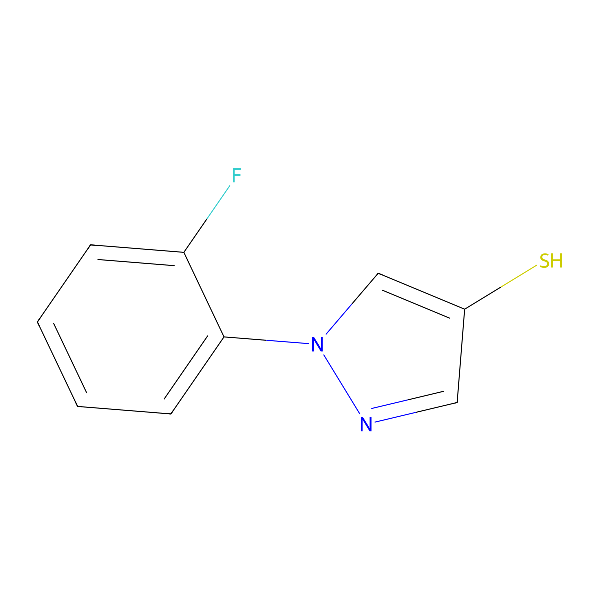 1-(2-fluorophenyl)-1H-pyrazole-4-thiol molecular structure, CAS 2764022-11-7