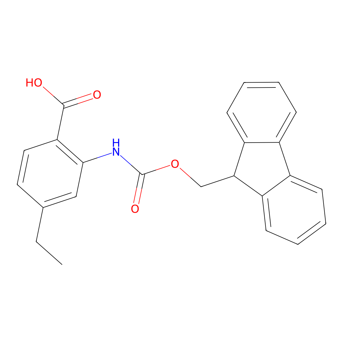 4-ethyl-2-({[(9H-fluoren-9-yl)methoxy]carbonyl}amino)benzoic acid molecular structure, CAS 2764022-20-8