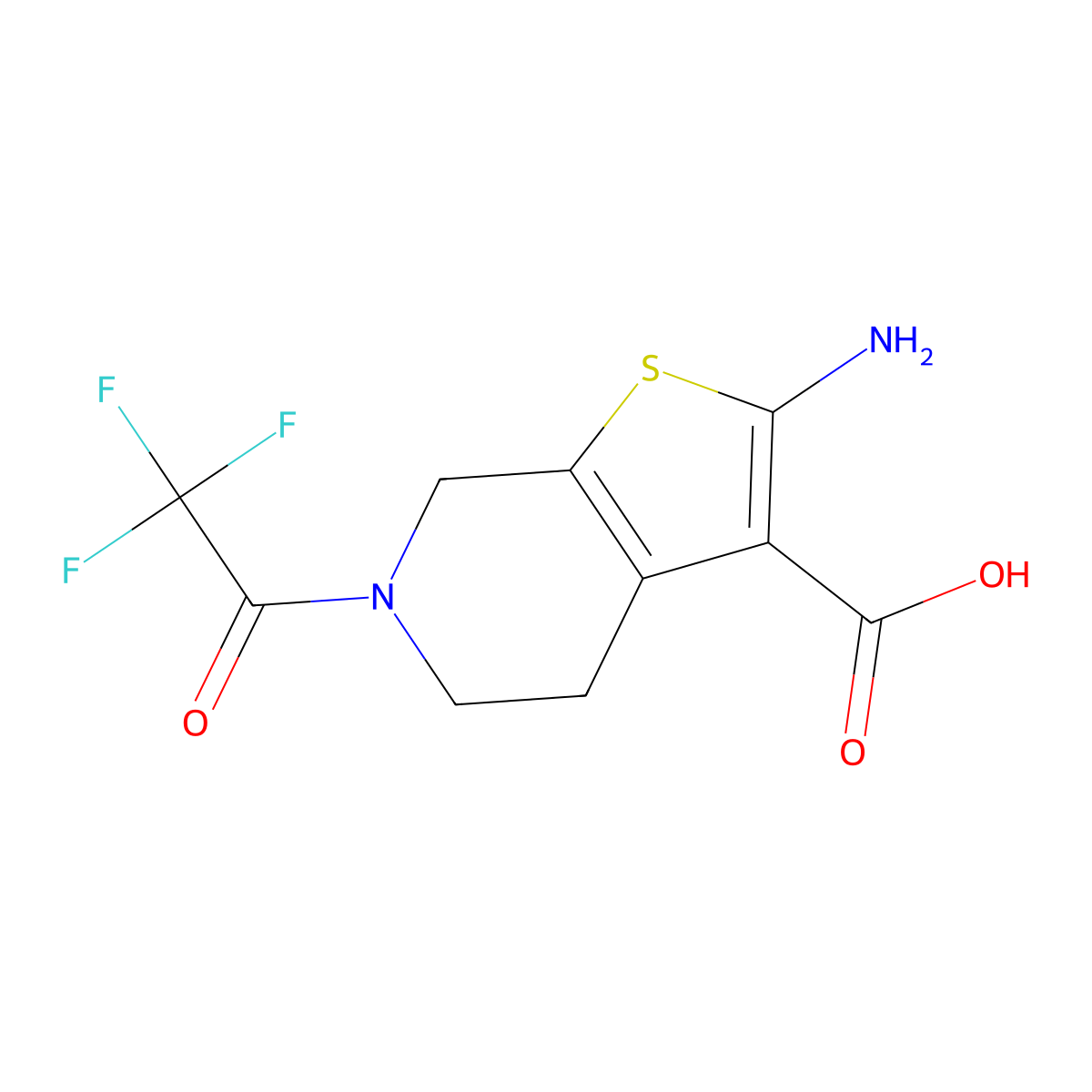 2-amino-6-(2,2,2-trifluoroacetyl)-4H,5H,6H,7H-thieno[2,3-c]pyridine-3-carboxylic acid molecular structure, CAS 2764022-22-0