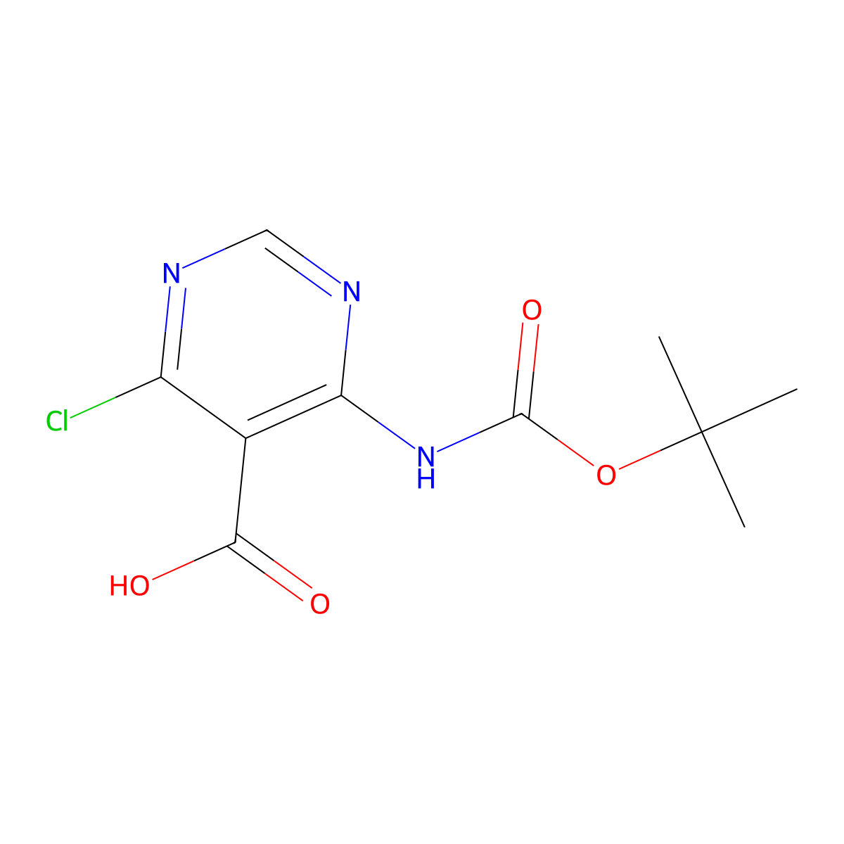 4-{[(Tert-butoxy)carbonyl]amino}-6-chloropyrimidine-5-carboxylic acid molecular structure, CAS 2764022-25-3