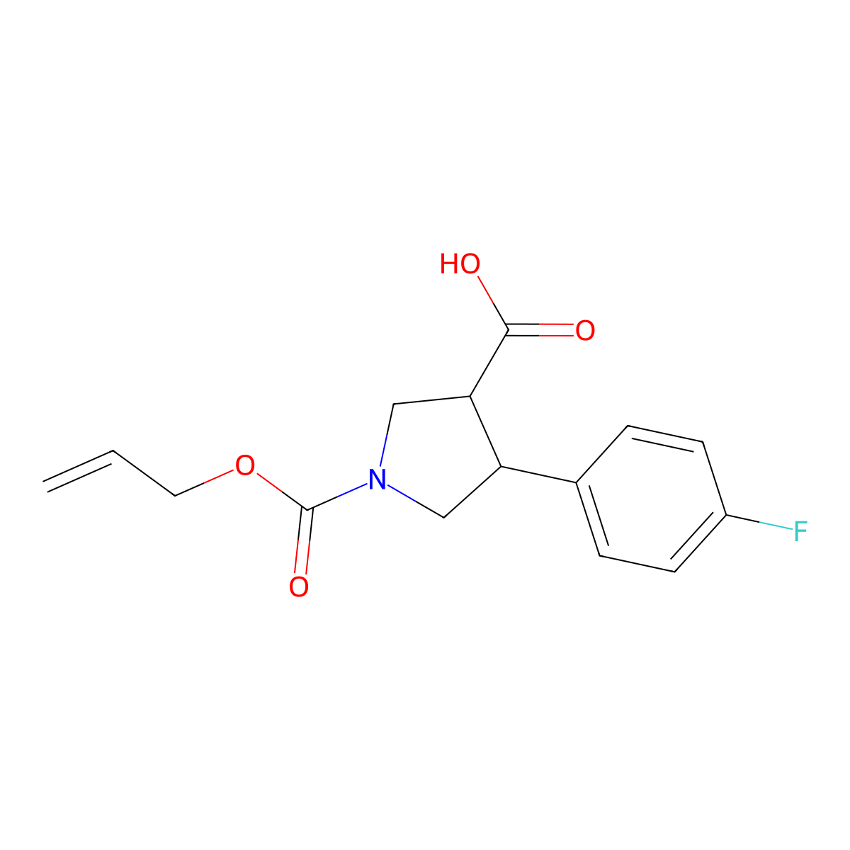 rac-(3R,4S)-4-(4-fluorophenyl)-1-[(prop-2-en-1-yloxy)carbonyl]pyrrolidine-3-carboxylic acid molecular structure, CAS 2764022-33-3