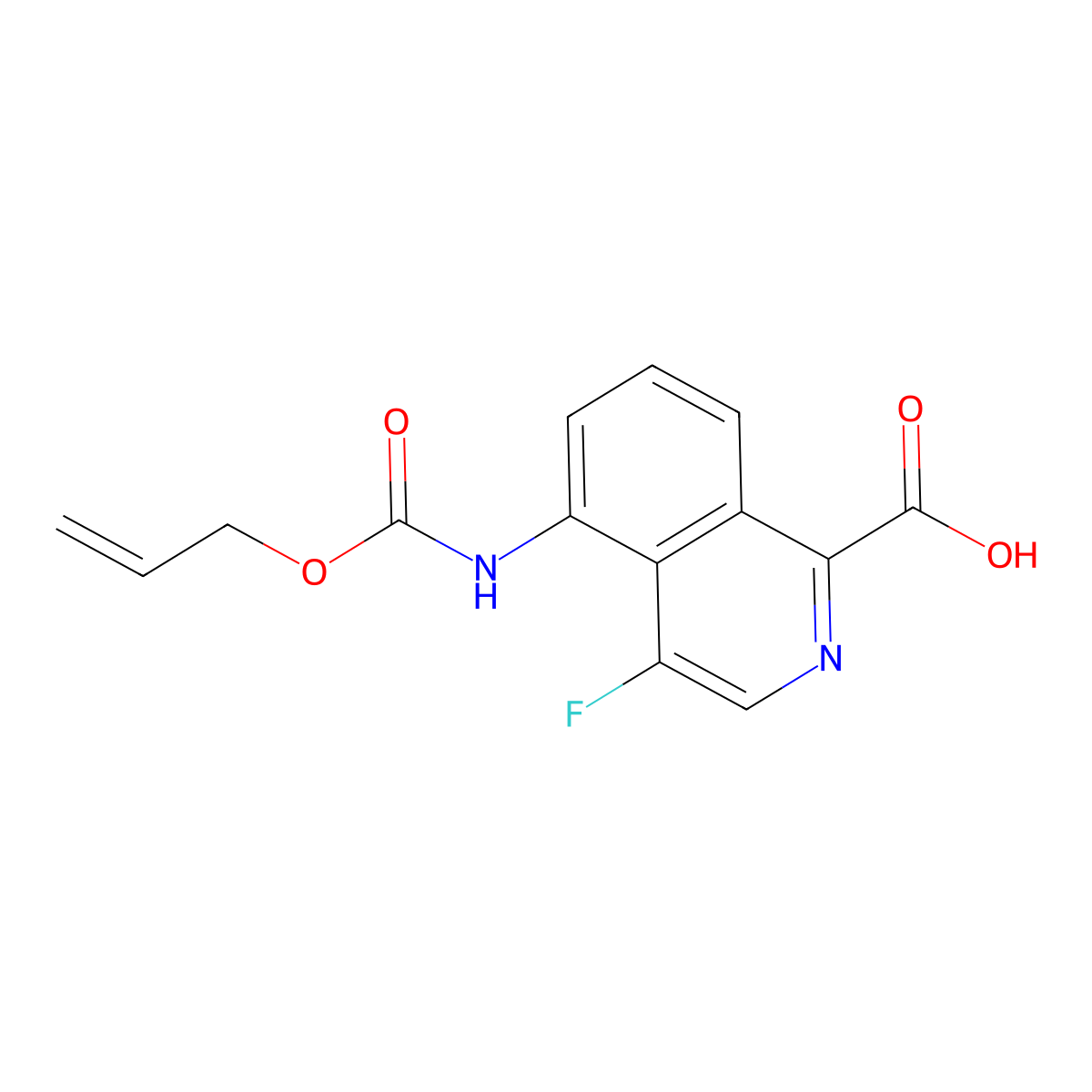4-Fluoro-5-{[(prop-2-en-1-yloxy)carbonyl]amino}isoquinoline-1-carboxylic acid molecular structure, CAS 2764022-37-7