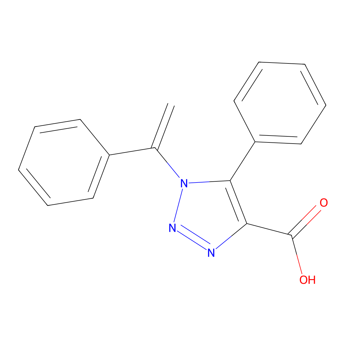 5-Phenyl-1-(1-phenylvinyl)-1H-1,2,3-triazole-4-carboxylic acid molecular structure, CAS 27643-28-3