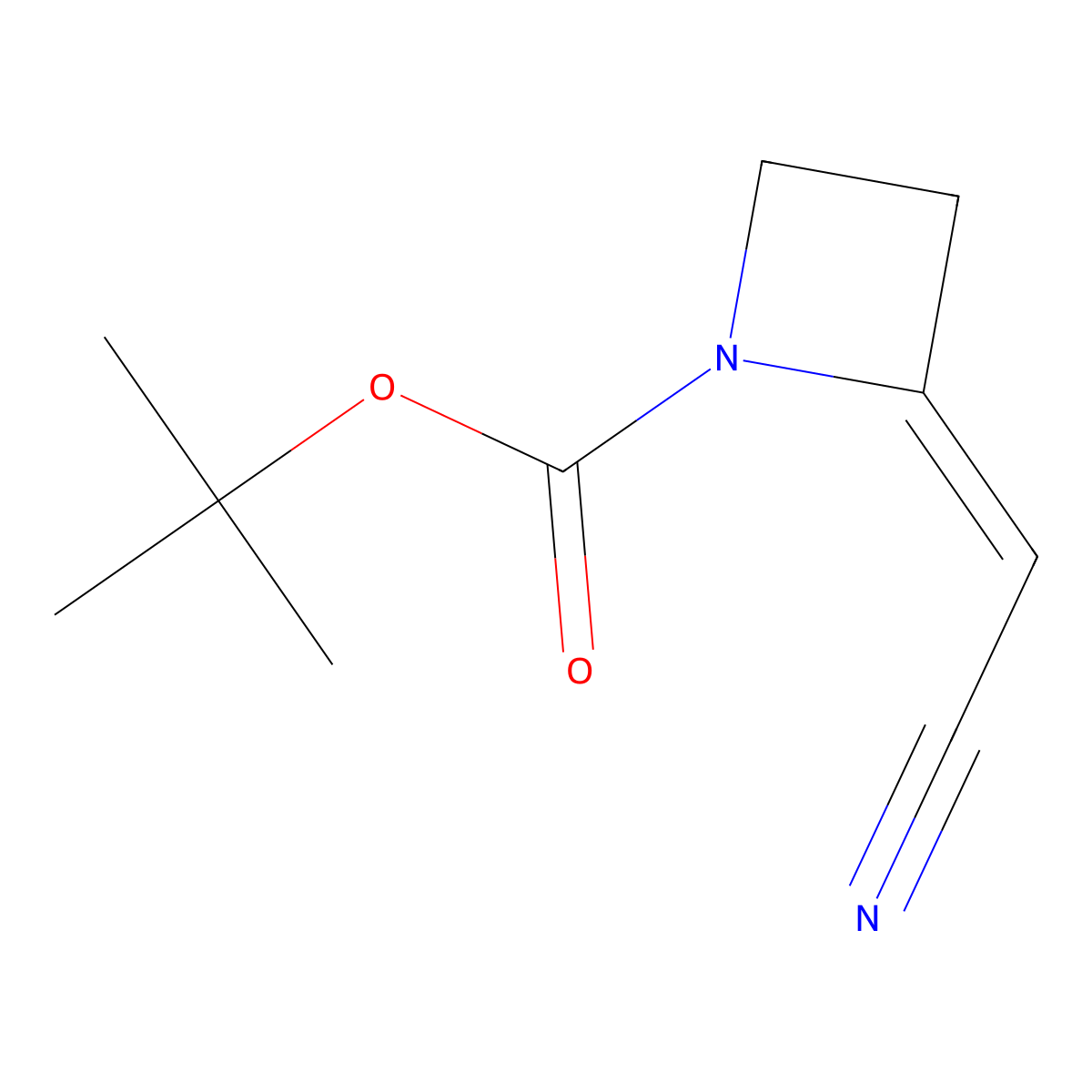 tert-butyl(2Z)-2-(cyanomethylidene)azetidine-1-carboxylate molecular structure, CAS 2764581-52-2