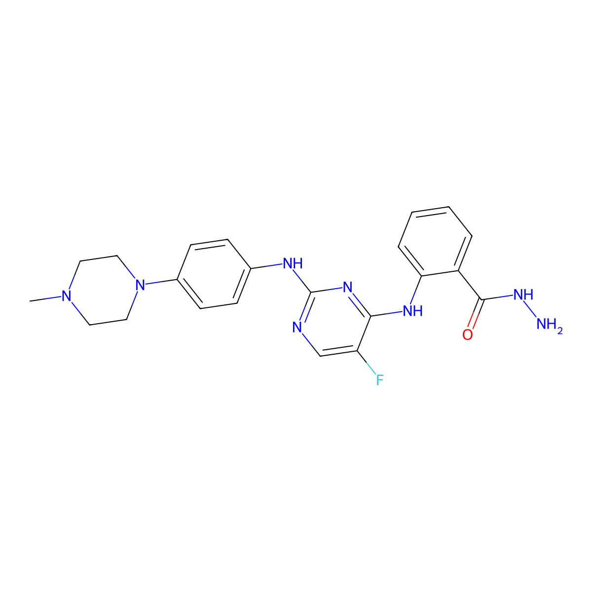 2-((5-Fluoro-2-((4-(4-methylpiperazin-1-yl)phenyl)amino)pyrimidin-4-yl)amino)benzohydrazide molecular structure, CAS 2764609-97-2