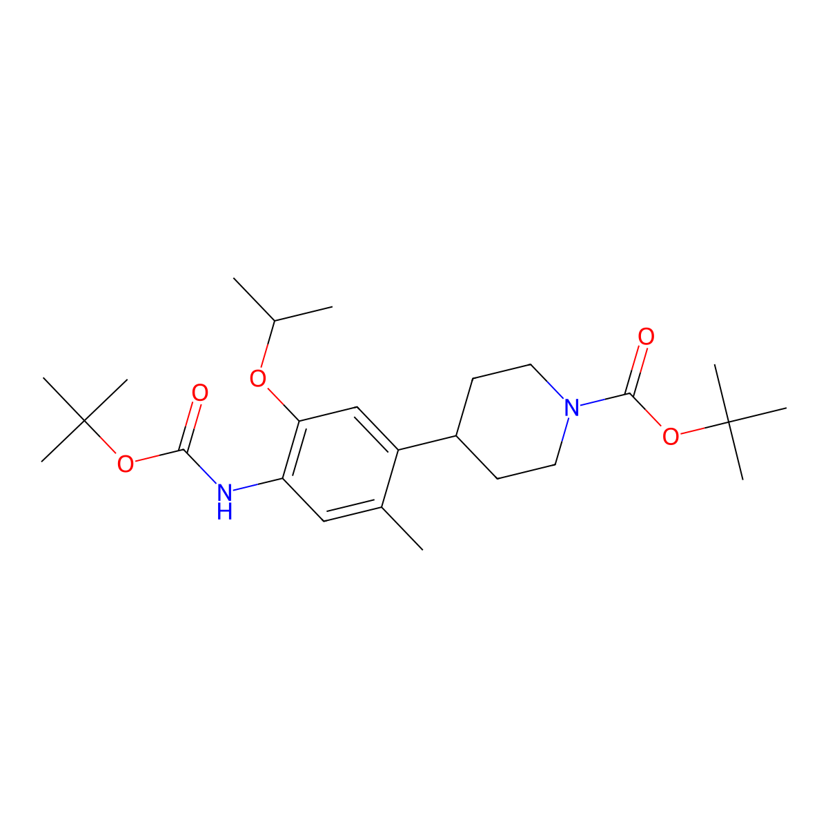 Tert-butyl 4-(4-((tert-butoxycarbonyl)amino)-5-isopropoxy-2-methylphenyl)piperidine-1-carboxylate molecular structure, CAS 2764684-99-1