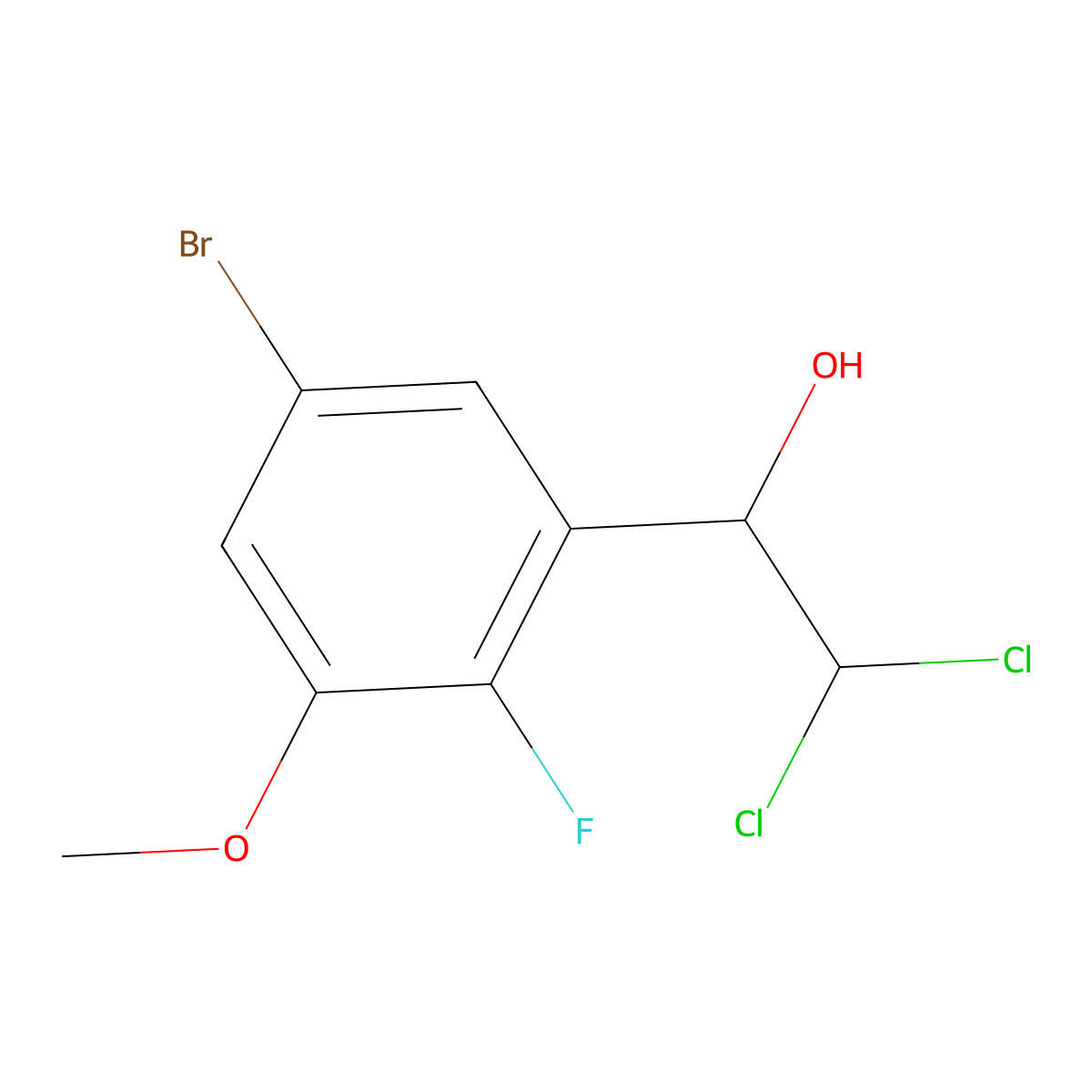 1-(5-Bromo-2-fluoro-3-methoxyphenyl)-2,2-dichloroethanol molecular structure, CAS 2764728-02-9