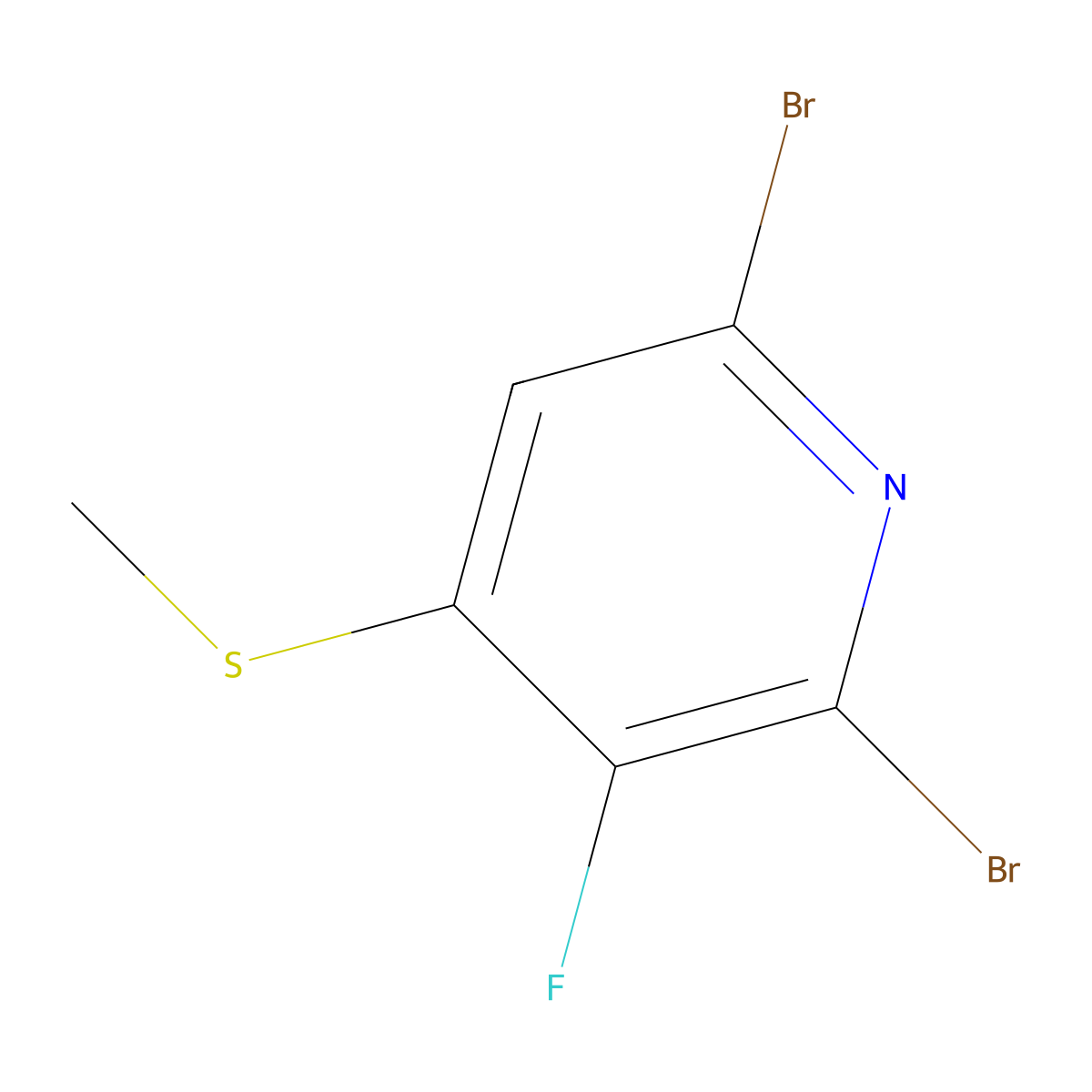 2,6-Dibromo-3-fluoro-4-(methylthio)pyridine molecular structure, CAS 2764728-09-6
