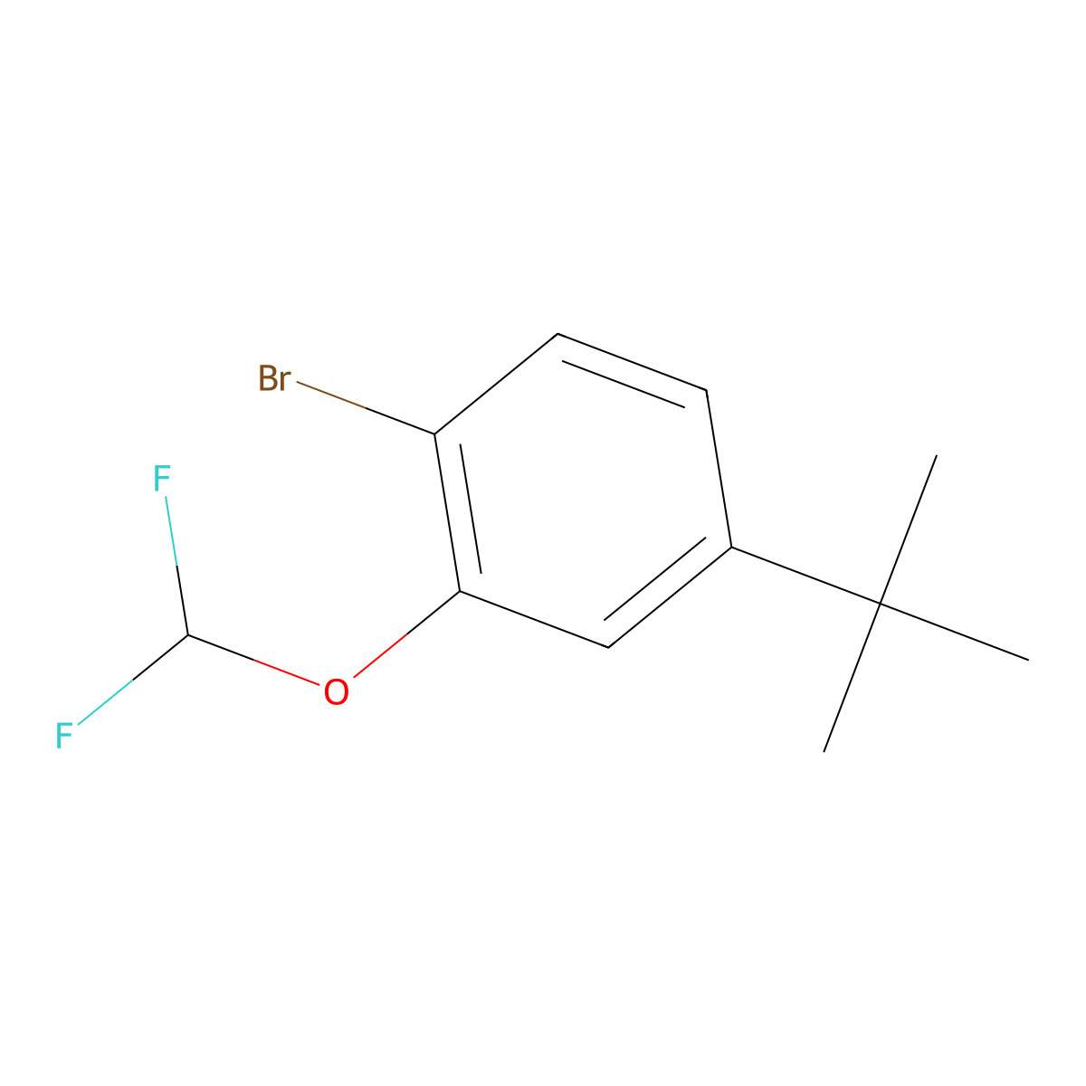 1-Bromo-4-(tert-butyl)-2-(difluoromethoxy)benzene molecular structure, CAS 2764728-10-9