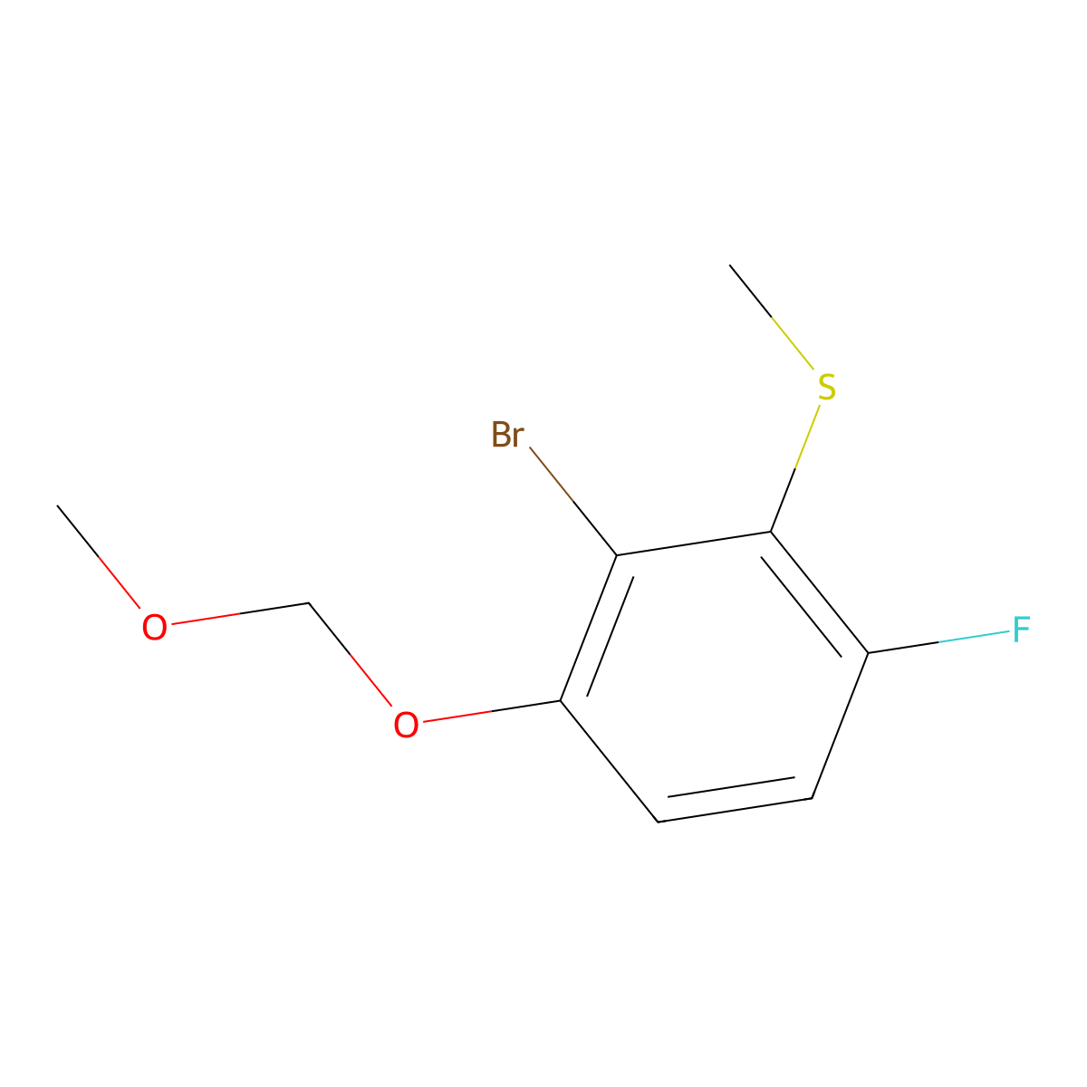 (2-Bromo-6-fluoro-3-(methoxymethoxy)phenyl)(methyl)sulfane molecular structure, CAS 2764728-13-2