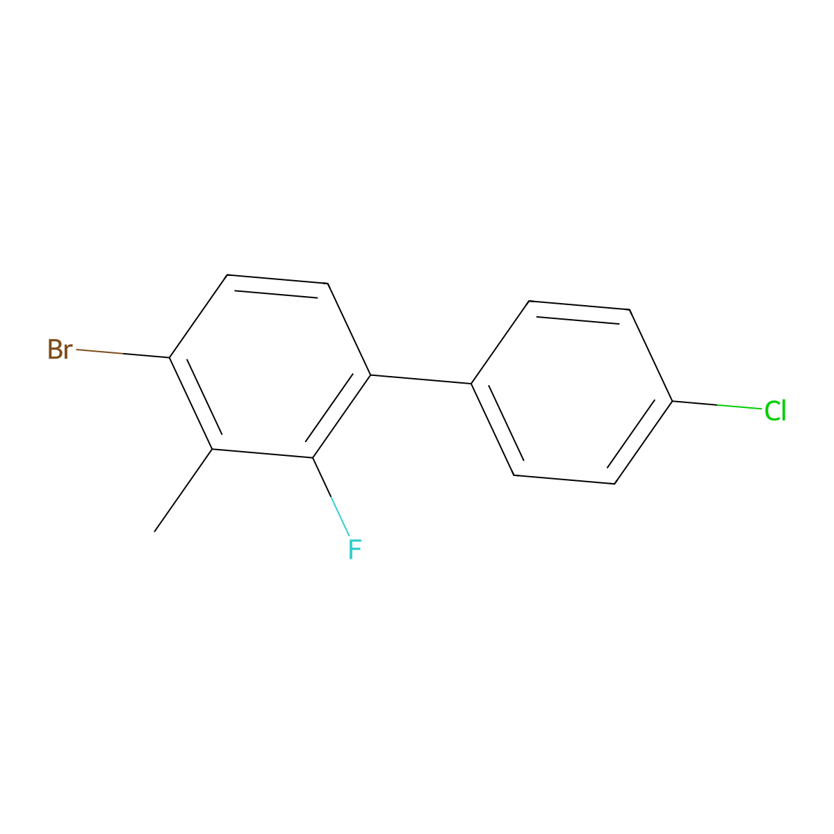 4-Bromo-4'-chloro-2-fluoro-3-methyl-1,1'-biphenyl molecular structure, CAS 2764728-29-0