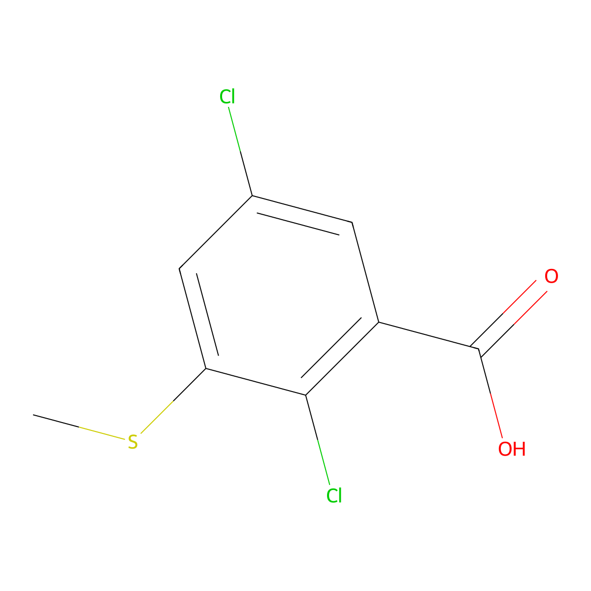 2,5-Dichloro-3-(methylthio)benzoic acid molecular structure, CAS 2764728-30-3