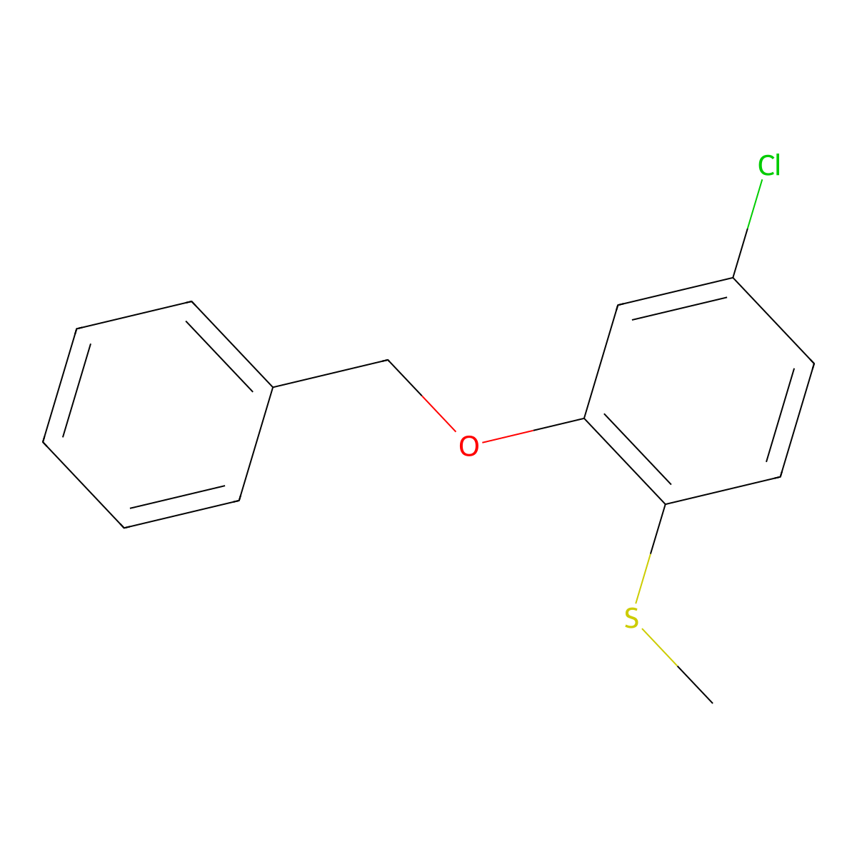 (2-(Benzyloxy)-4-chlorophenyl)(methyl)sulfane molecular structure, CAS 2764728-42-7