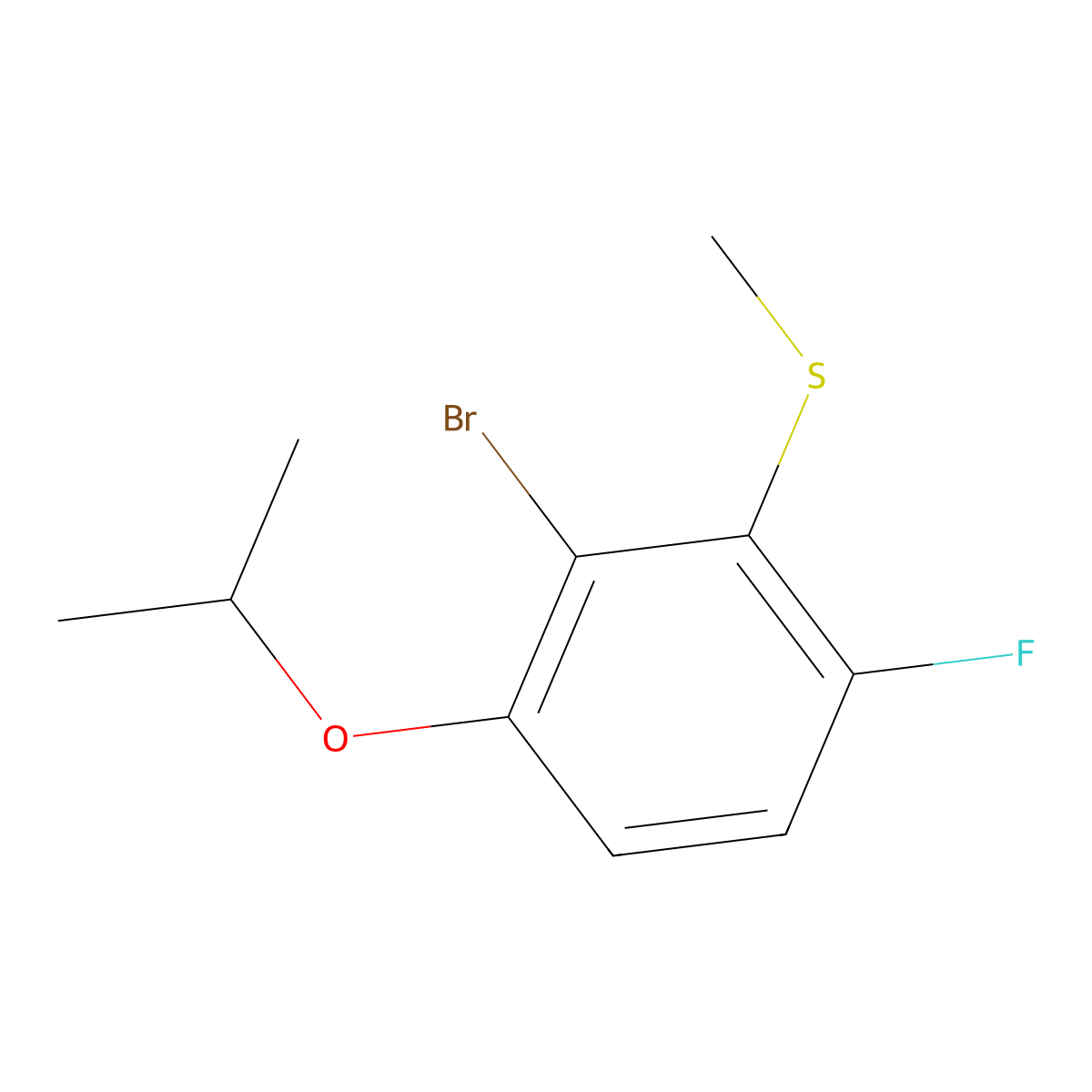 (2-Bromo-6-fluoro-3-isopropoxyphenyl)(methyl)sulfane molecular structure, CAS 2764728-43-8