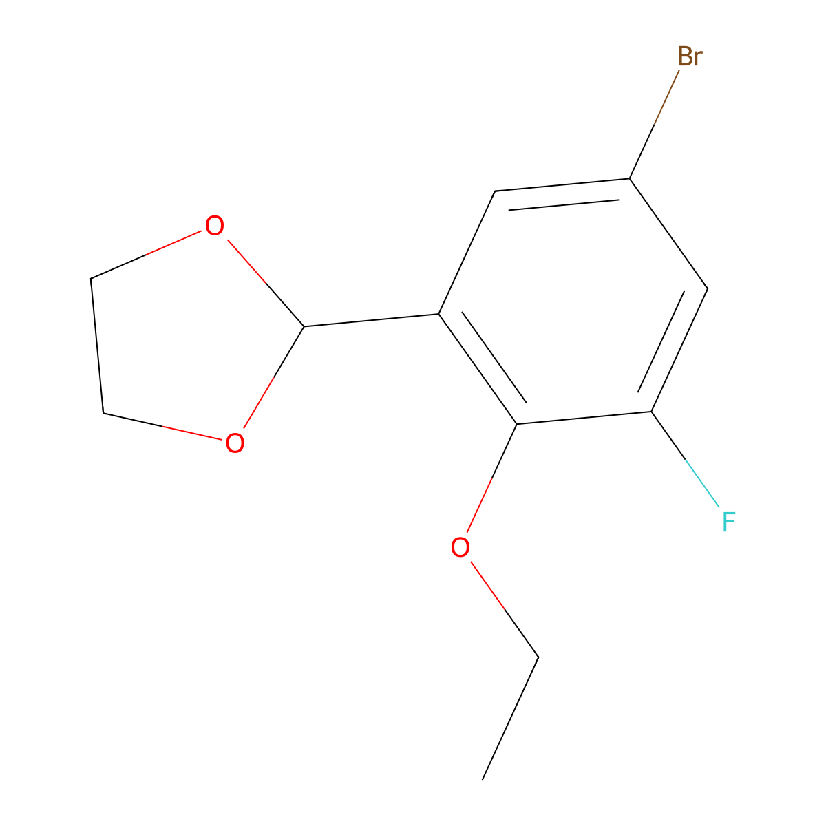 2-(5-Bromo-2-ethoxy-3-fluorophenyl)-1,3-dioxolane molecular structure, CAS 2764728-49-4
