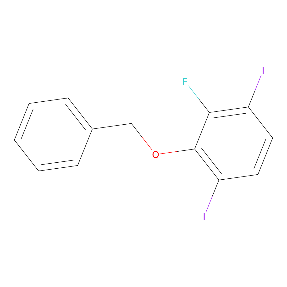 2-(Benzyloxy)-3-fluoro-1,4-diiodobenzene molecular structure, CAS 2764728-53-0
