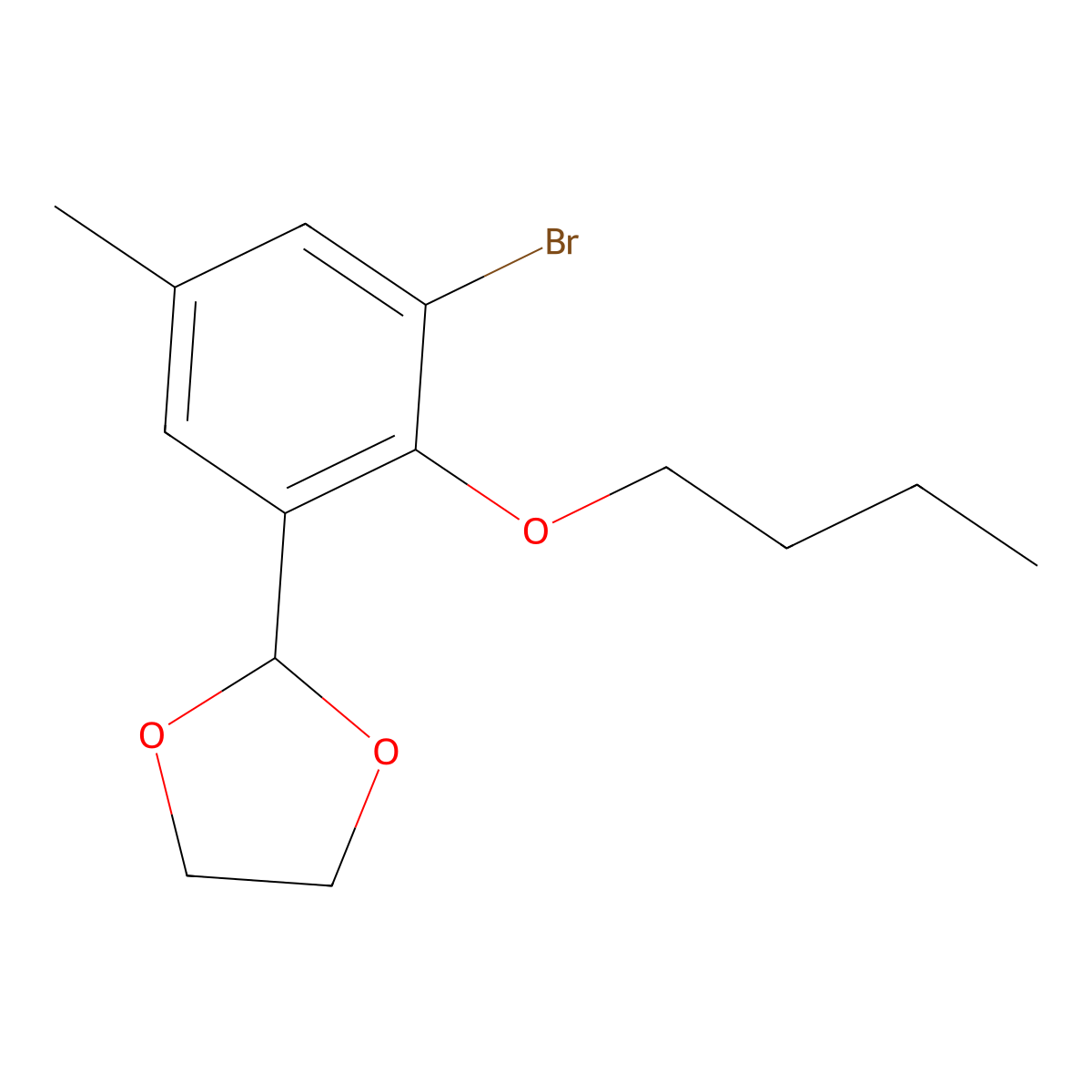 2-(3-Bromo-2-butoxy-5-methylphenyl)-1,3-dioxolane molecular structure, CAS 2764728-57-4