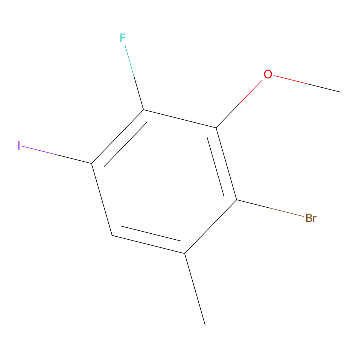2-Bromo-4-fluoro-5-iodo-3-methoxy-1-methylbenzene molecular structure, CAS 2764728-60-9