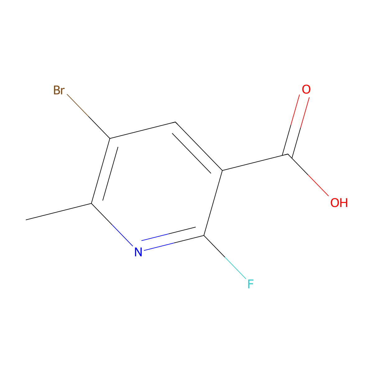 5-Bromo-2-fluoro-6-methylnicotinic acid molecular structure, CAS 2764728-61-0
