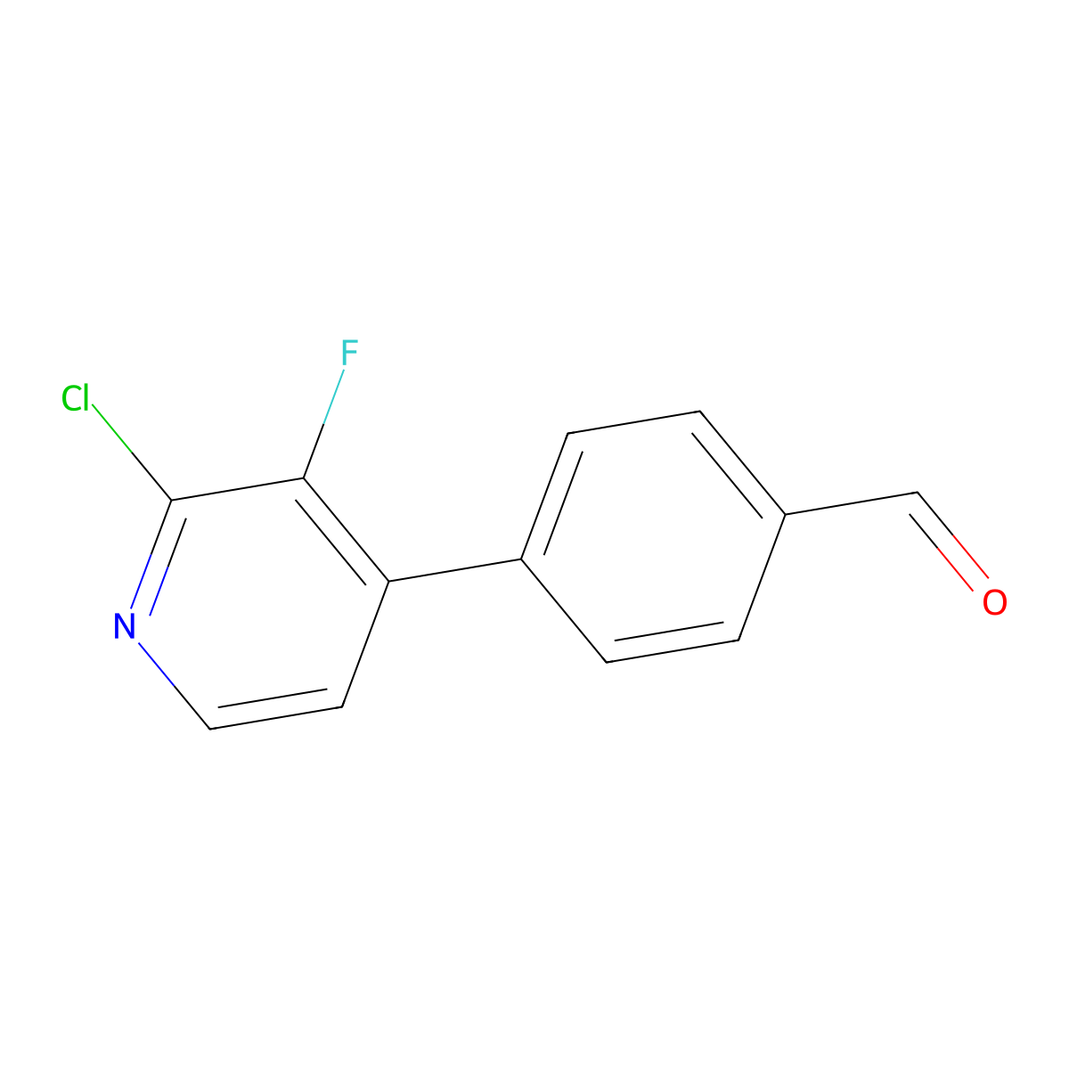4-(2-Chloro-3-fluoropyridin-4-yl)benzaldehyde molecular structure, CAS 2764728-70-1