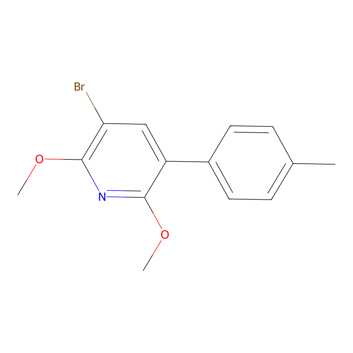 3-Bromo-2,6-dimethoxy-5-(p-tolyl)pyridine molecular structure, CAS 2764728-79-0