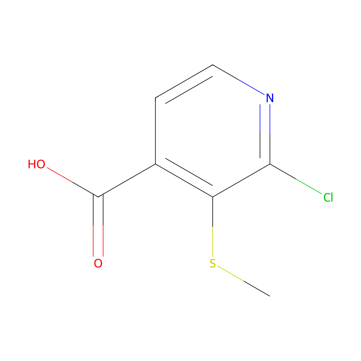 2-Chloro-3-(methylthio)isonicotinic acid molecular structure, CAS 2764728-82-5