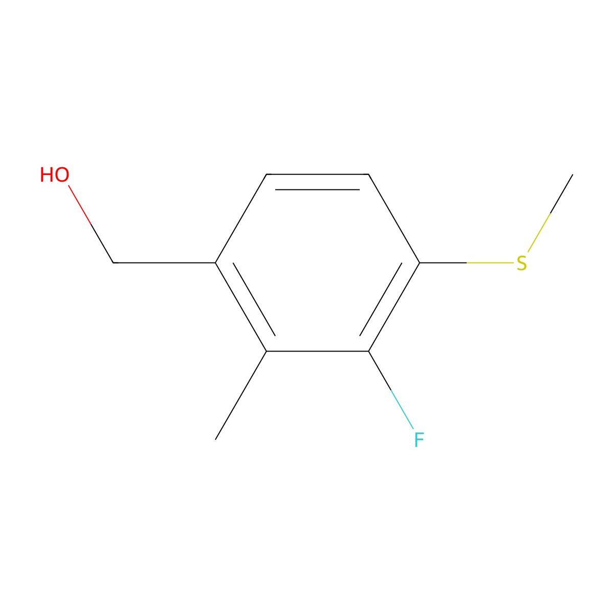 (3-Fluoro-2-methyl-4-(methylthio)phenyl)methanol molecular structure, CAS 2764728-83-6