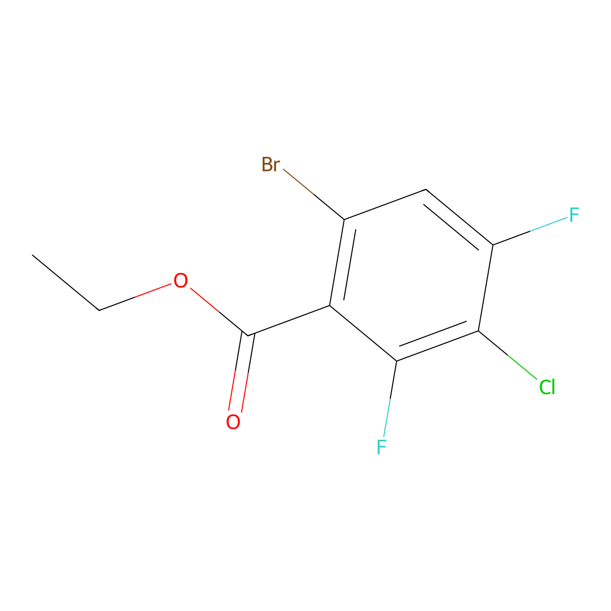 Ethyl 6-bromo-3-chloro-2,4-difluorobenzoate molecular structure, CAS 2764728-94-9