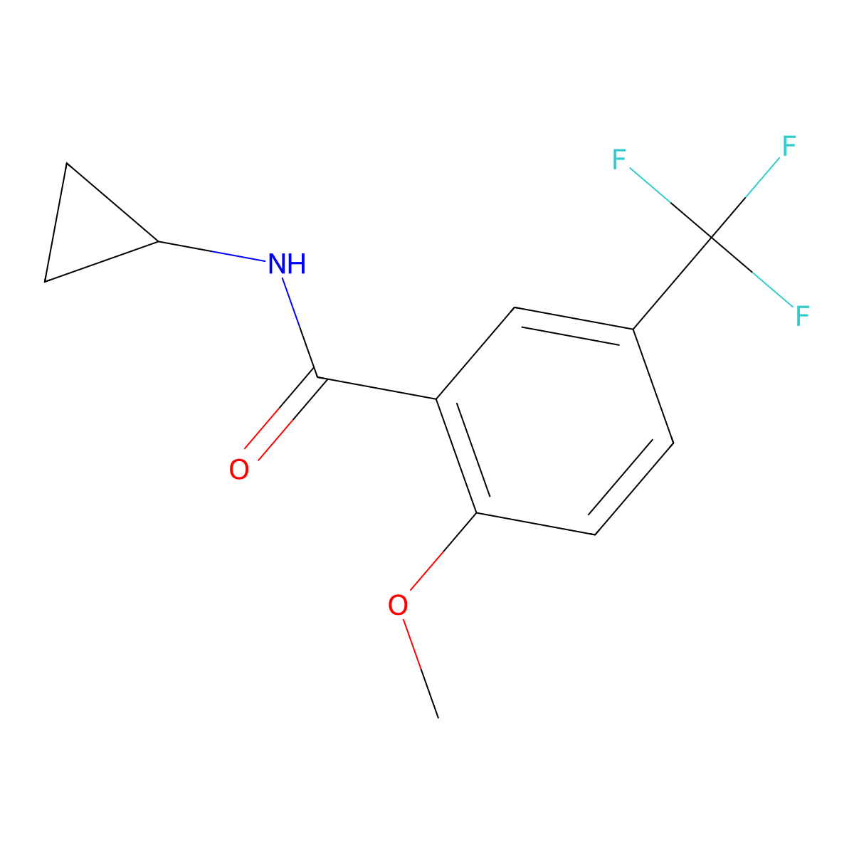 N-cyclopropyl-2-methoxy-5-(trifluoromethyl)benzamide molecular structure, CAS 2764729-00-0