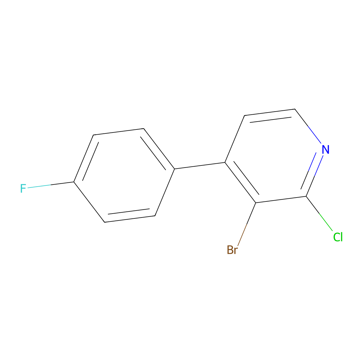 3-Bromo-2-chloro-4-(4-fluorophenyl)pyridine molecular structure, CAS 2764729-13-5