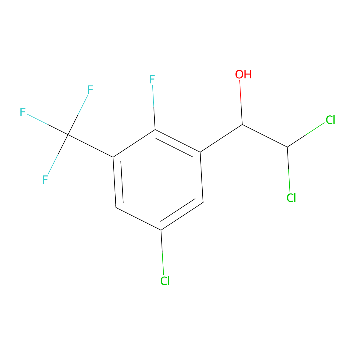 2,2-Dichloro-1-(5-chloro-2-fluoro-3-(trifluoromethyl)phenyl)ethanol molecular structure, CAS 2764729-20-4