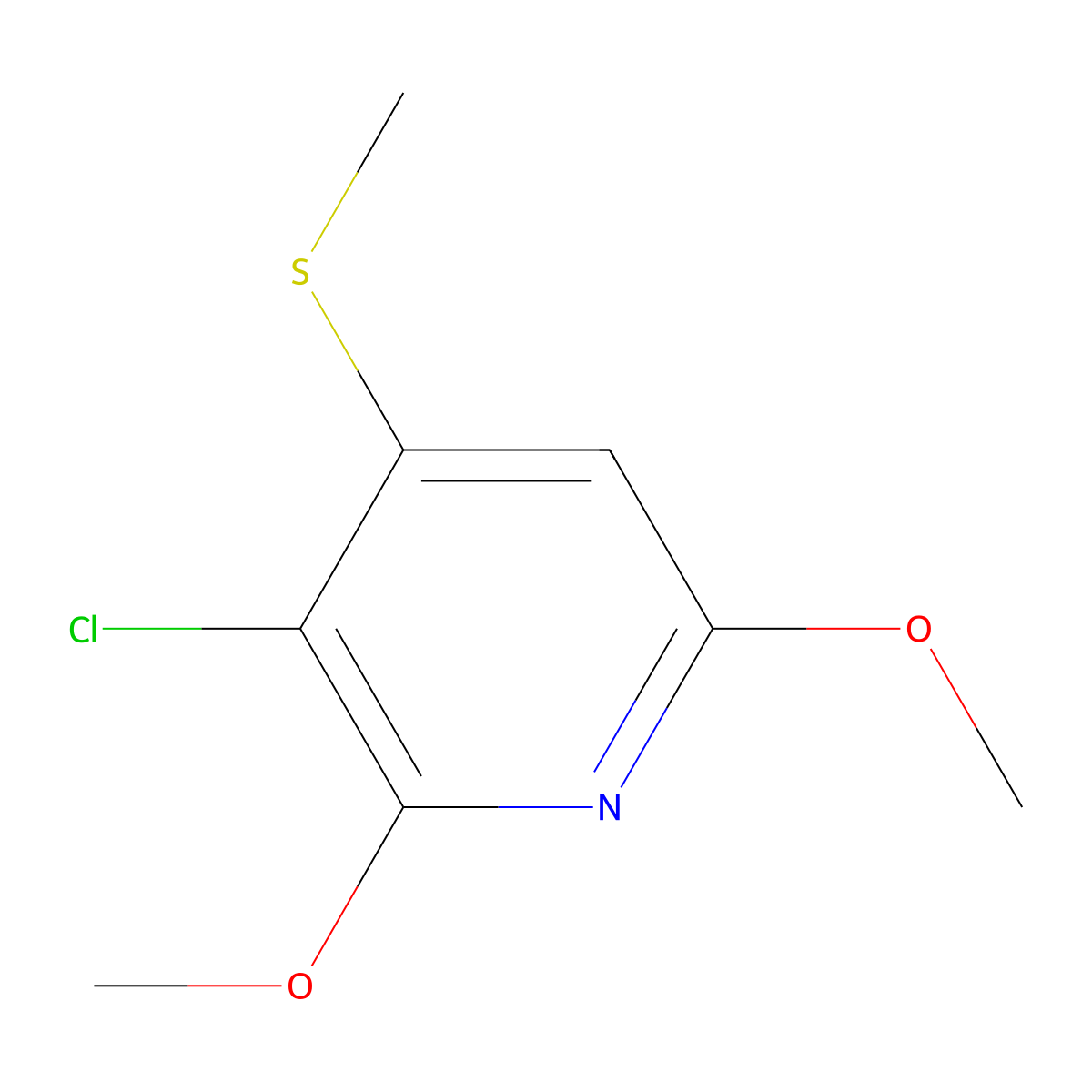 3-Chloro-2,6-dimethoxy-4-(methylthio)pyridine molecular structure, CAS 2764729-23-7