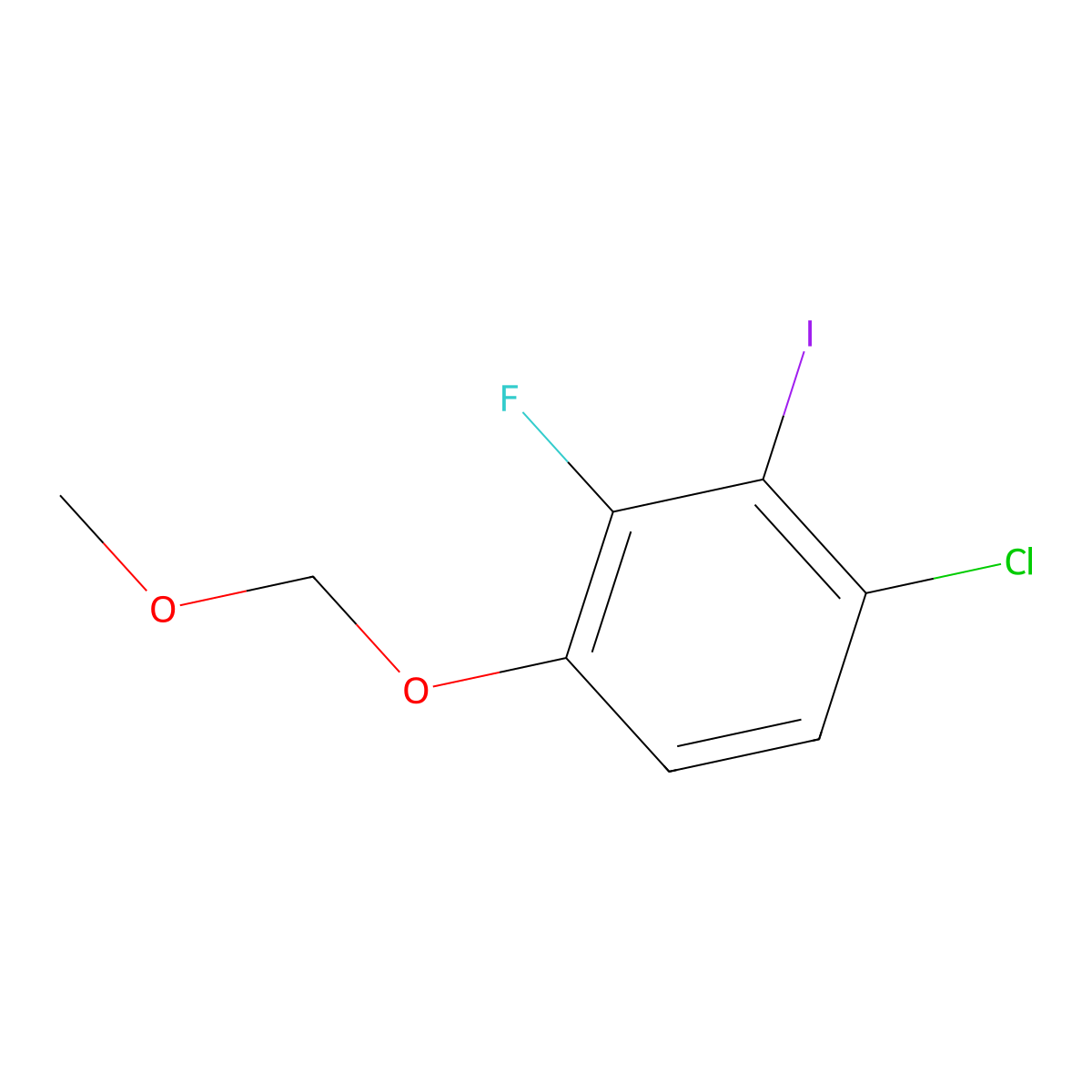 1-Chloro-3-fluoro-2-iodo-4-(methoxymethoxy)benzene molecular structure, CAS 2764729-38-4