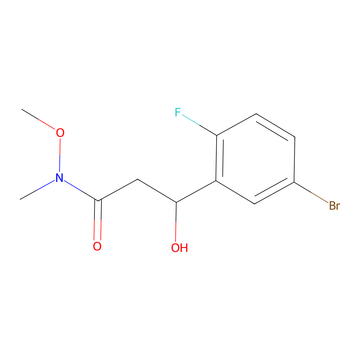 3-(5-Bromo-2-fluorophenyl)-3-hydroxy-N-methoxy-N-methylpropanamide molecular structure, CAS 2764729-45-3