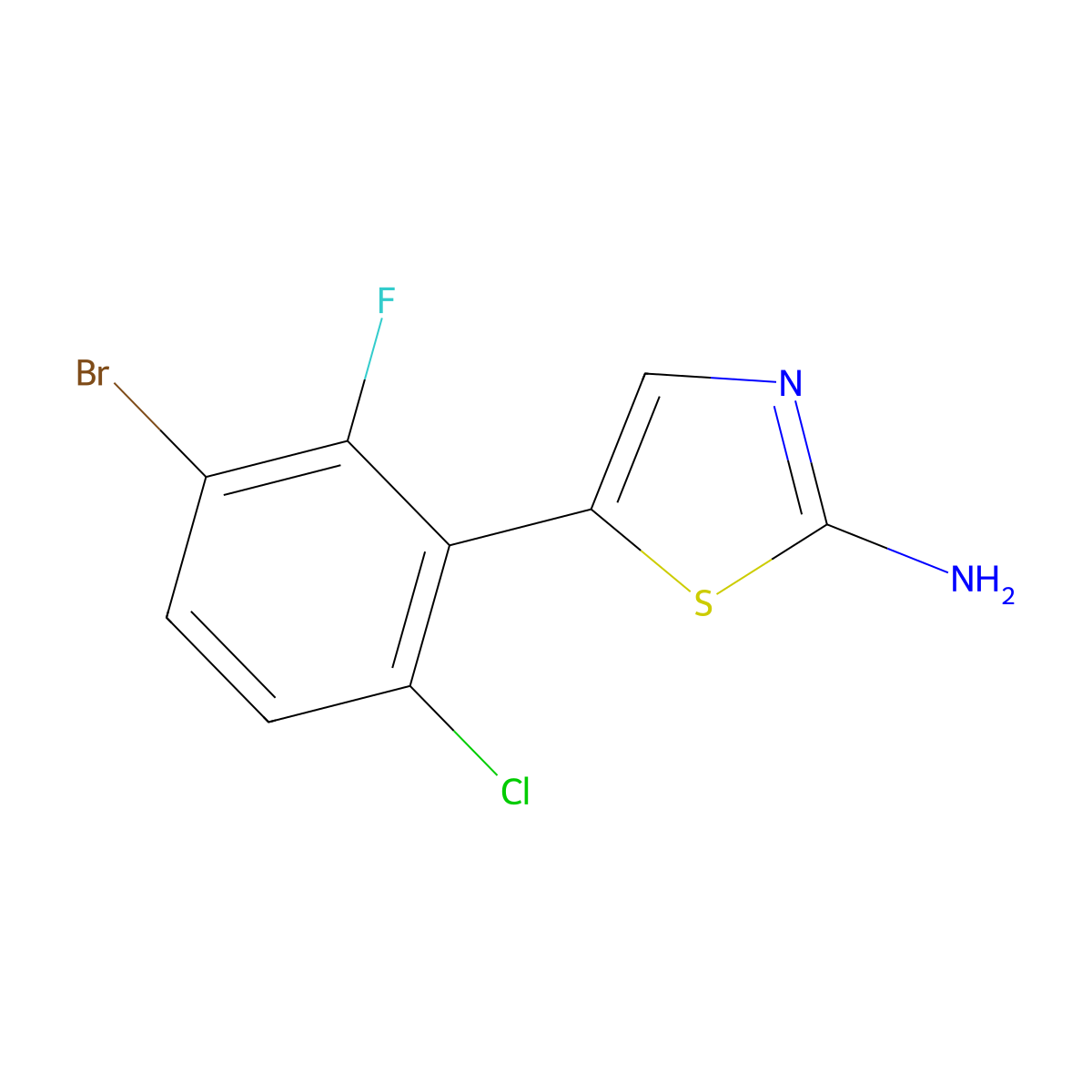 5-(3-Bromo-6-chloro-2-fluorophenyl)thiazol-2-amine molecular structure, CAS 2764729-47-5