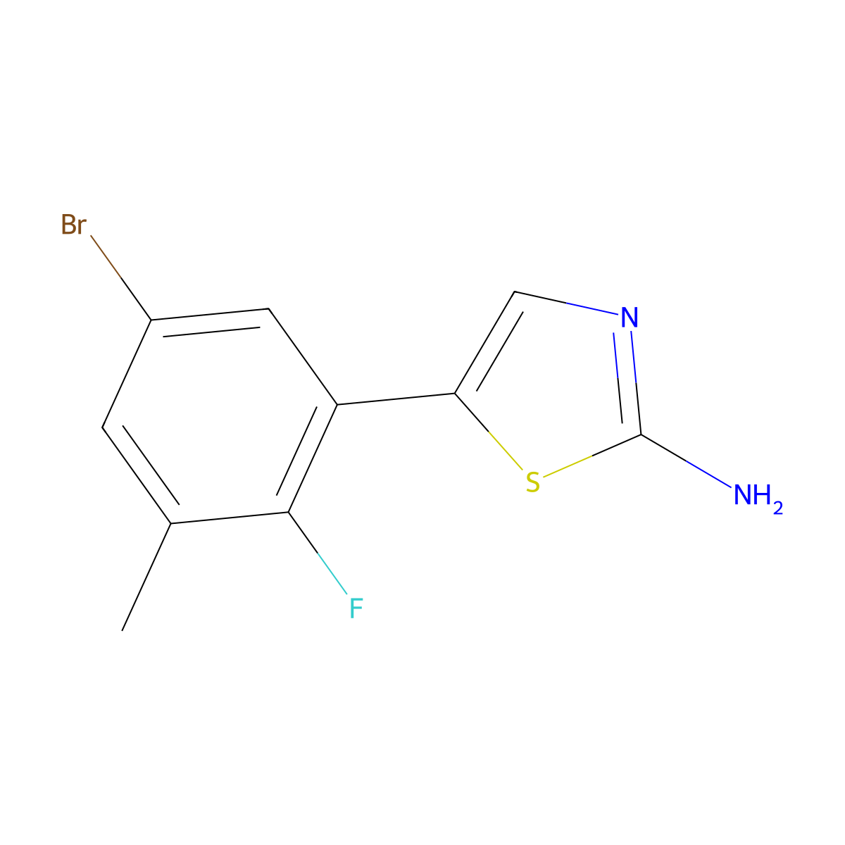 5-(5-Bromo-2-fluoro-3-methylphenyl)thiazol-2-amine molecular structure, CAS 2764729-51-1