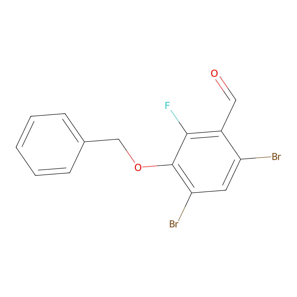 3-(Benzyloxy)-4,6-dibromo-2-fluorobenzaldehyde molecular structure, CAS 2764729-53-3