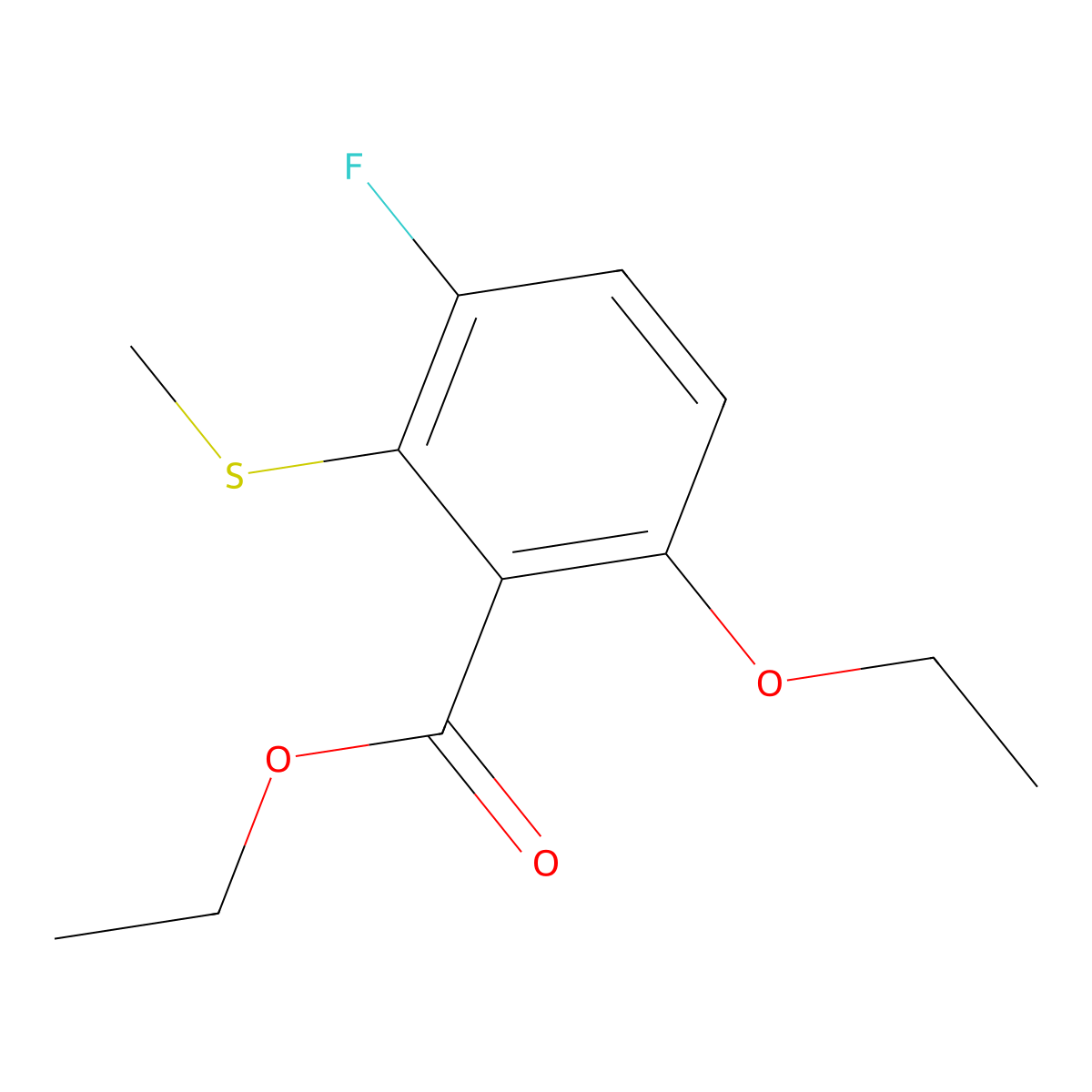 Ethyl 6-ethoxy-3-fluoro-2-(methylthio)benzoate molecular structure, CAS 2764729-60-2