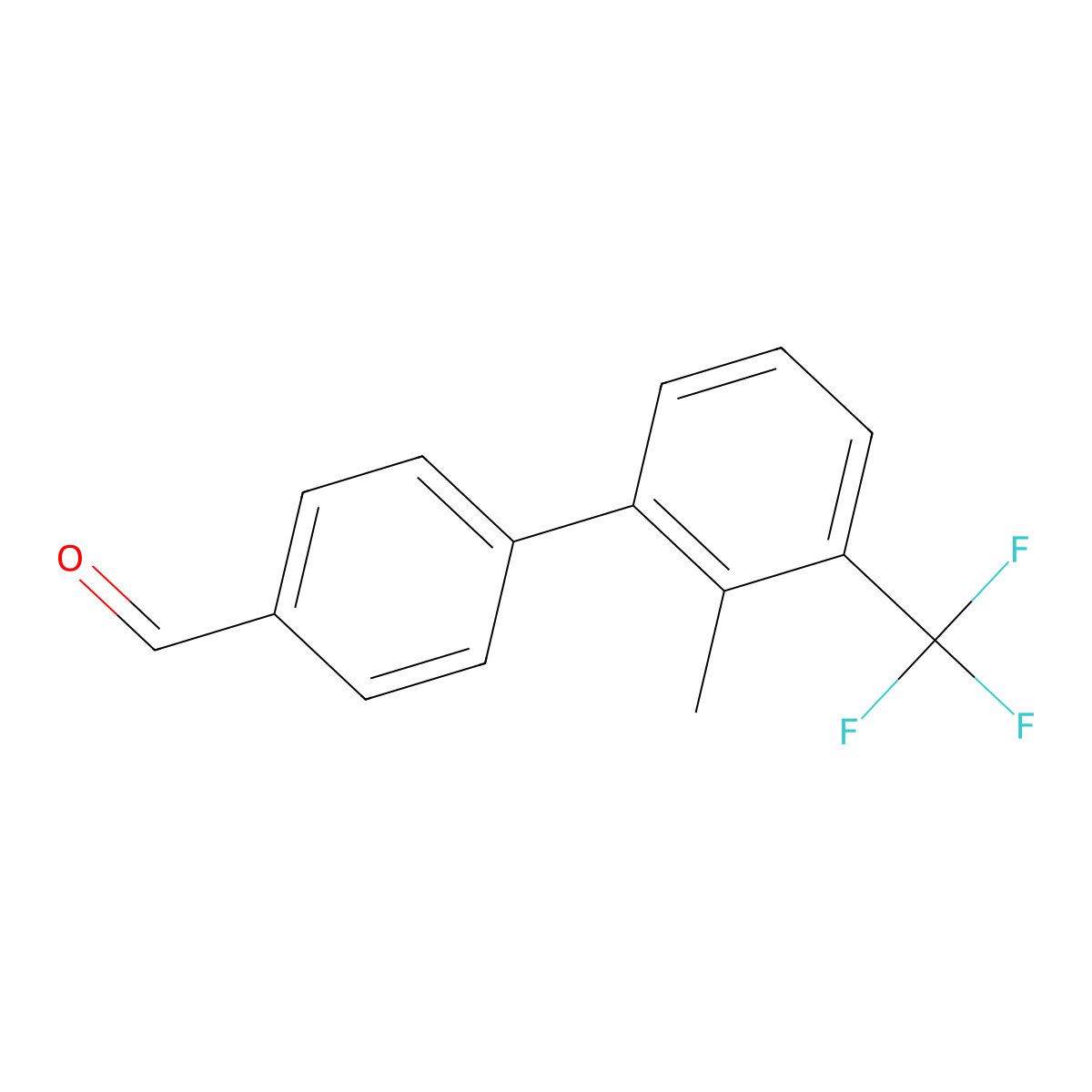 2'-Methyl-3'-(trifluoromethyl)-[1,1'-biphenyl]-4-carbaldehyde molecular structure, CAS 2764729-65-7