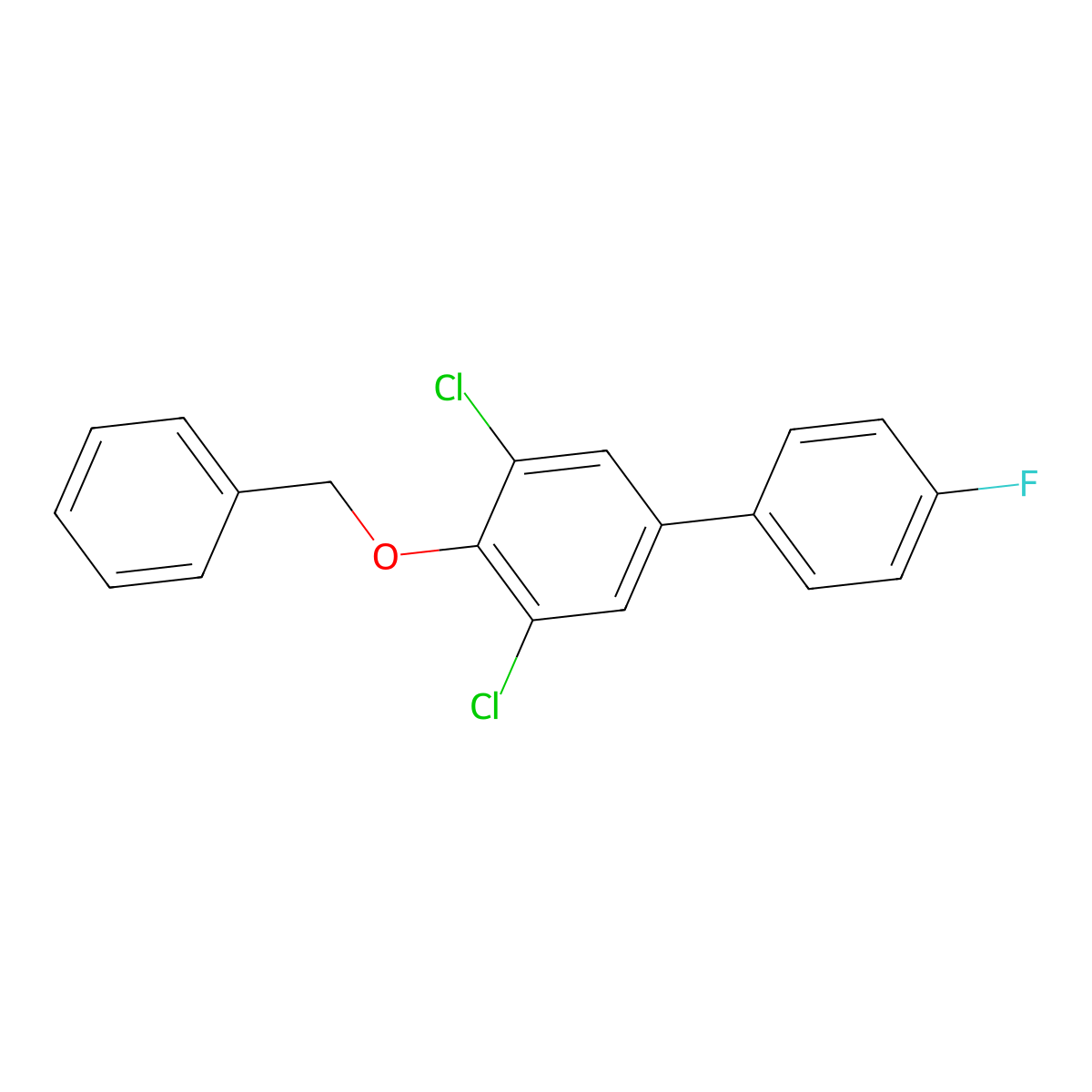 4-(Benzyloxy)-3,5-dichloro-4'-fluoro-1,1'-biphenyl molecular structure, CAS 2764729-67-9