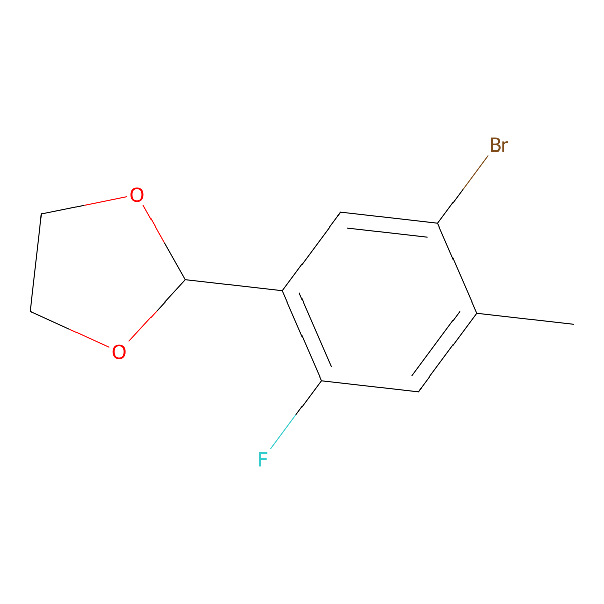 2-(5-Bromo-2-fluoro-4-methylphenyl)-1,3-dioxolane molecular structure, CAS 2764729-70-4