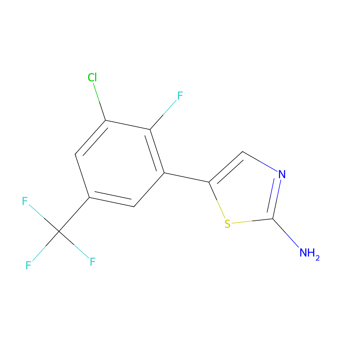 5-(3-Chloro-2-fluoro-5-(trifluoromethyl)phenyl)thiazol-2-amine molecular structure, CAS 2764729-73-7