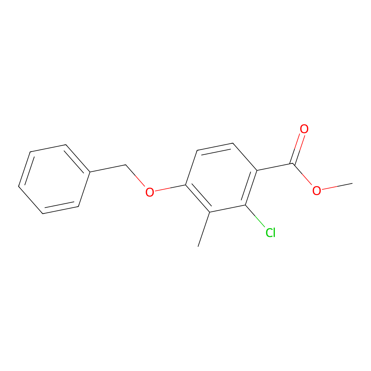 Methyl 4-(benzyloxy)-2-chloro-3-methylbenzoate molecular structure, CAS 2764729-74-8