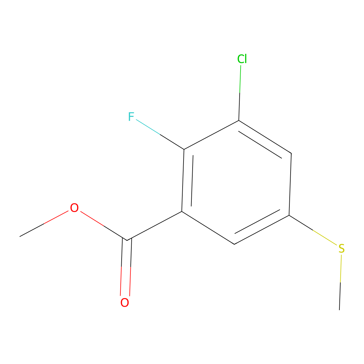 Methyl 3-chloro-2-fluoro-5-(methylthio)benzoate molecular structure, CAS 2764729-77-1
