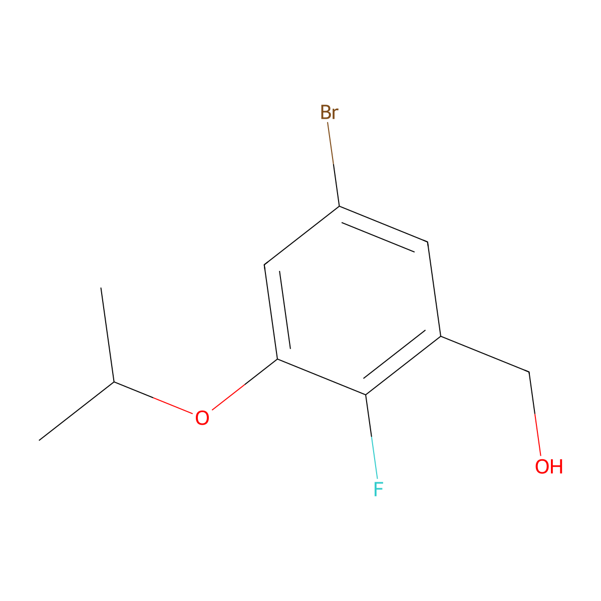 (5-Bromo-2-fluoro-3-isopropoxyphenyl)methanol molecular structure, CAS 2764729-91-9