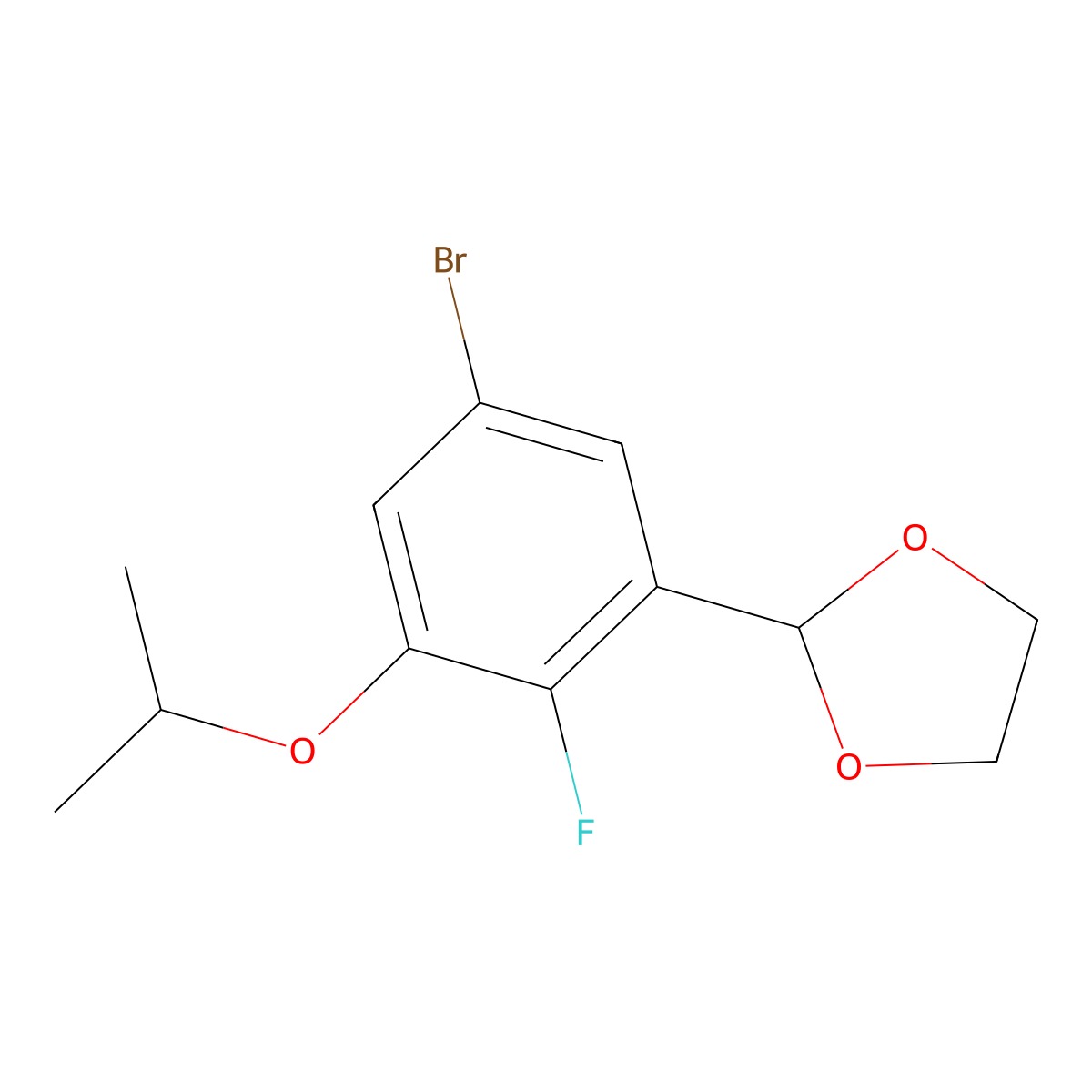 2-(5-Bromo-2-fluoro-3-isopropoxyphenyl)-1,3-dioxolane molecular structure, CAS 2764729-92-0