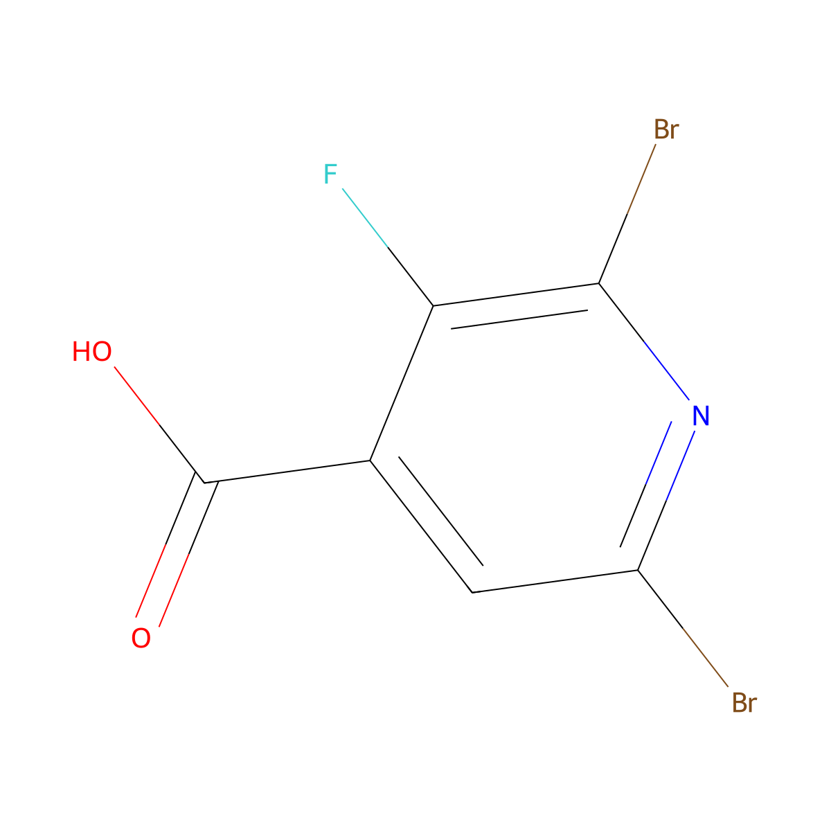 2,6-Dibromo-3-fluoroisonicotinic acid molecular structure, CAS 2764729-93-1